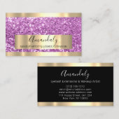 グリッターピンクゴールデンフレームグラムピンクモダンメタル 名刺 (正面/裏面)