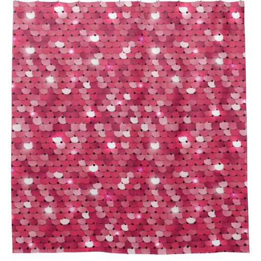 グリッターピンクシークインパターン シャワーカーテン (正面)