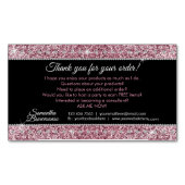 グリッターピンクジュエリーダイヤモンドきらきら光るありがとう マグネット名刺 (正面)