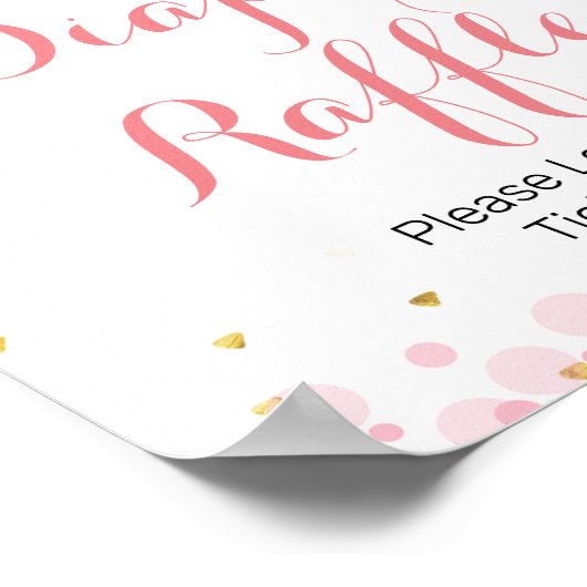 グリッターピンクスター水彩おむつラッフルサイン ポスター (角)