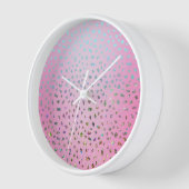 グリッターピンクチータプリント 壁時計 (傾斜)