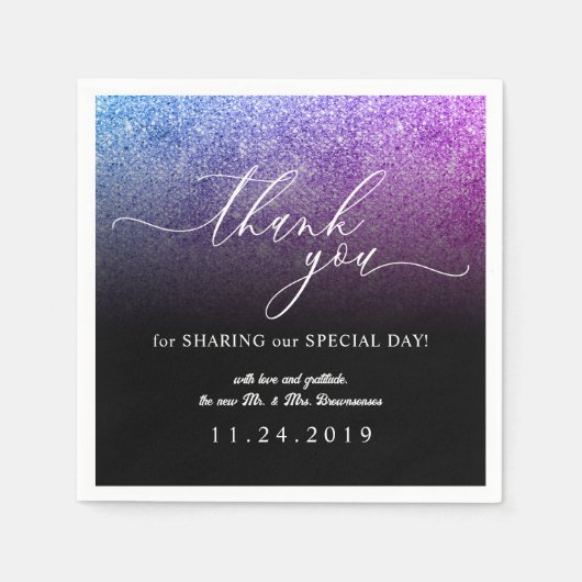 グリッターピンクティール(緑がかった色)ミニマリストデコ結婚ール スタンダードカクテルナプキン (正面)