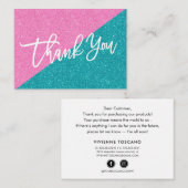 グリッターピンクティール(緑がかった色)CHICご購入ありがとうございます エンクロージャーカード (正面/裏面)