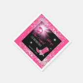 グリッターピンクディスコ女性のカーボーイ21st誕生日パーティー スタンダードカクテルナプキン (角)