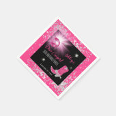 グリッターピンクディスコ女性のカーボーイ30th誕生日パーティー スタンダードカクテルナプキン (角)