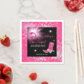 グリッターピンクディスコ女性のカーボーイ60thバースデーパーティー スタンダードカクテルナプキン (インサイチュ)