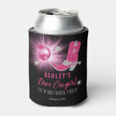 グリッターピンクディスコ女性のカーボーイ60thバースデーパーティー 缶クーラー (缶正面)