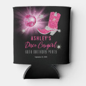 グリッターピンクディスコ女性のカーボーイ60thバースデーパーティー 缶クーラー (正面)