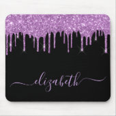 グリッターピンクドリップスブラック マウスパッド (正面)