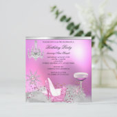 グリッターピンクハイヒールシューズシャンパンパーティー2 招待状 (スタンド正面)
