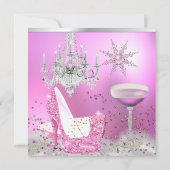 グリッターピンクハイヒールシューズシャンパンパーティー2 招待状 (裏面)