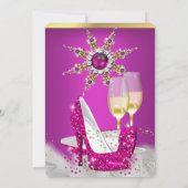 グリッターピンクハイヒールシルバー金ゴールドシャンパン2 招待状 (裏面)
