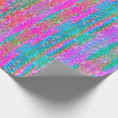 グリッターピンクパープルティール(緑がかった色)ブルーデクペガーリーージ ラッピングペーパー (角)