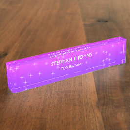 グリッターピンクパープルモノグラム名(Pink Purple Monogram Name) デスクネームプレート