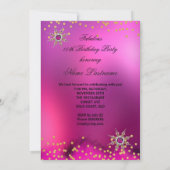 グリッターピンクヒール誕生日パーティー金ゴールドブラックパール 招待状 (裏面)