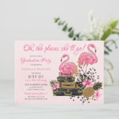 グリッターピンクフラミンゴチーター卒業パーティー 招待状 (スタンド正面)