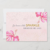 グリッターピンクフラミンゴチーター卒業パーティー 招待状 (裏面)