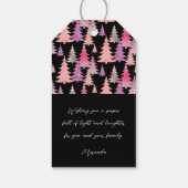 グリッターピンクブラッククリスマスツリーパターン ギフトタグ (裏面)