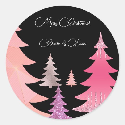 グリッターピンクブラックモノグラム ラウンドシール (正面)