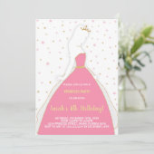グリッターピンクプリンセス誕生日招待状 招待状 (スタンド正面)