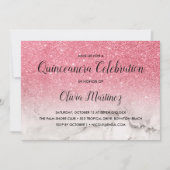 グリッターピンクホグラデーションワイトマーブルキンセアニラ 招待状 (正面)