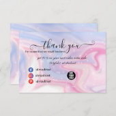グリッターピンクマーブルスプラッシュ液サンキューカード サンキューカード (正面/裏面)