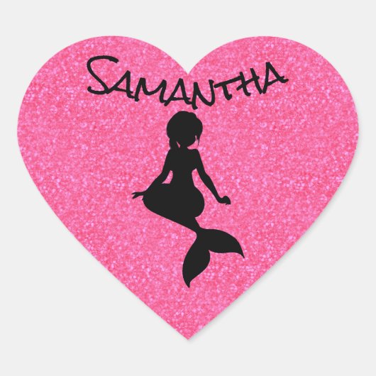 グリッターピンクマーメイドシール ハートシール (正面)