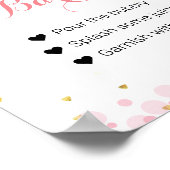 グリッターピンクムーンウォーターカラーミモザバーサイン ポスター (角)