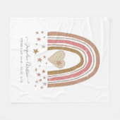 グリッターピンクレモダンインボー誕生スタッツガールベビー フリースブランケット (正面(横))