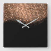 グリッターピンクローズ金ゴールド白黒概要 スクエア壁時計 (正面)