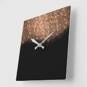 グリッターピンクローズ金ゴールド白黒概要 スクエア壁時計 (傾斜)