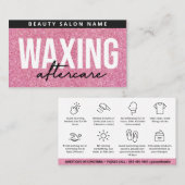 グリッターピンクワックシングアフターケアカードの抜毛 名刺 (正面/裏面)