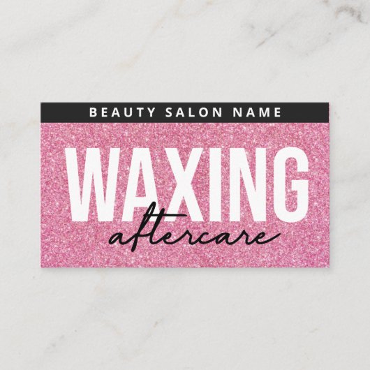 グリッターピンクワックシングアフターケアカードの抜毛 名刺 (正面)