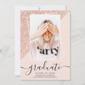 グリッターピンク大学院フォトブロック卒業 招待状 (正面)