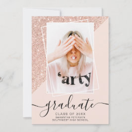 グリッターピンク大学院フォトブロック卒業 招待状