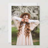 グリッターピンク水色フローラ写真卒業 招待状 (裏面)