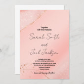 グリッターピンク結婚式招待状 招待状 (正面/裏面)