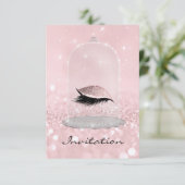 グリッターピンク赤面ダイヤモンドビップラッズアイグリッター 招待状 (スタンド正面)