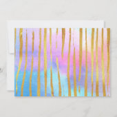 グリッターピンク金ゴールドユニコーンケーキ赤ちゃんシャワーガール 招待状 (裏面)