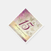 グリッターピンク15誕生日 スタンダードカクテルナプキン (角)