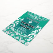 グリッターピーコックシルバーシーク結婚アナンド 箔招待状 (回転した状態)