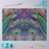 グリッターピーコックスエレガント羽ピンクのデコパージュ 薄葉紙 (クラフト)