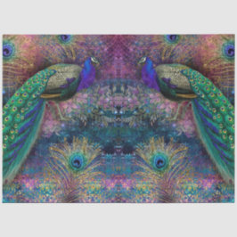 グリッターピーコックスエレガント羽ピンクのデコパージュ 薄葉紙