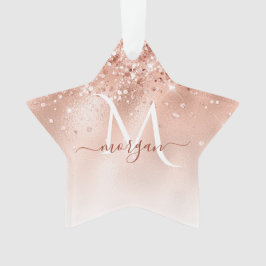 グリッターピーチバラ金ゴールドモノグラム オーナメント