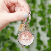 グリッターピーチバラ金ゴールドモノグラム キーホルダー (手)