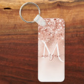 グリッターピーチバラ金ゴールドモノグラム キーホルダー (正面)