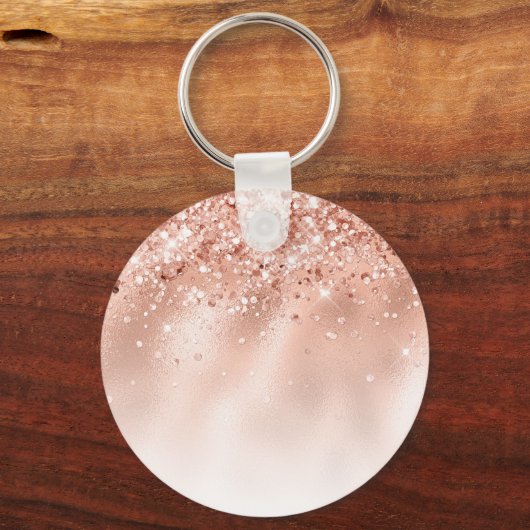 グリッターピーチバラ金ゴールドモノグラム キーホルダー (裏面)