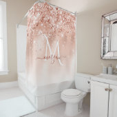 グリッターピーチバラ金ゴールドモノグラム シャワーカーテン (インサイチュ)