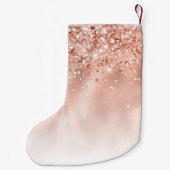 グリッターピーチバラ金ゴールドモノグラム スモールクリスマスストッキング (裏面)