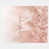 グリッターピーチバラ金ゴールドモノグラム フリースブランケット (正面(横))